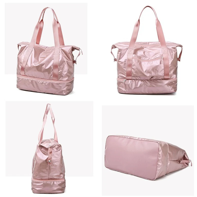 Fashion Pink Gym Bag Women Fitness Sport Yoga Bag Training Bag Sportbag Gym Sack Large Travel Handbags With Shoes Compartment