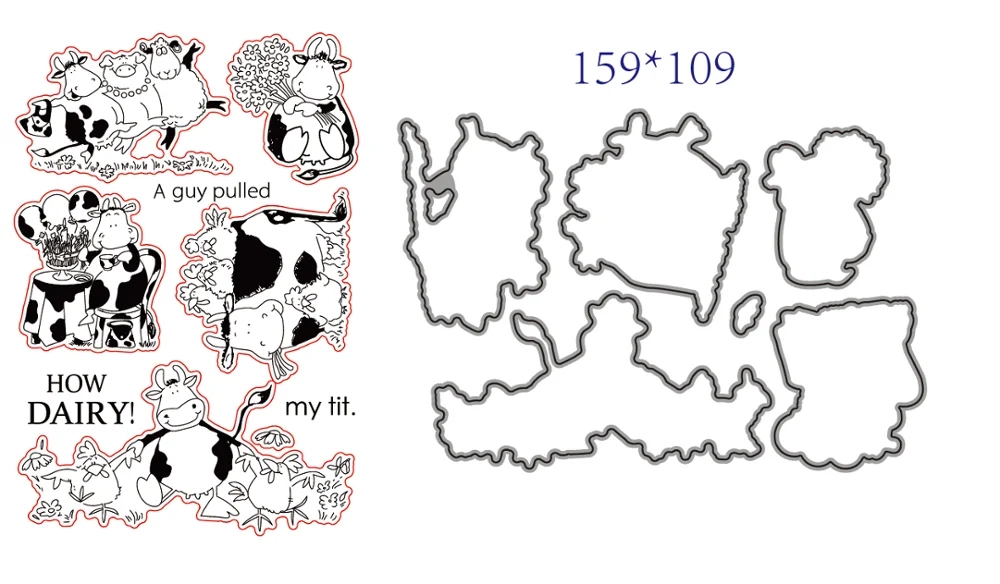 Коровы прозрачный силиконовый резиновый штамп и металлический лист цепляться