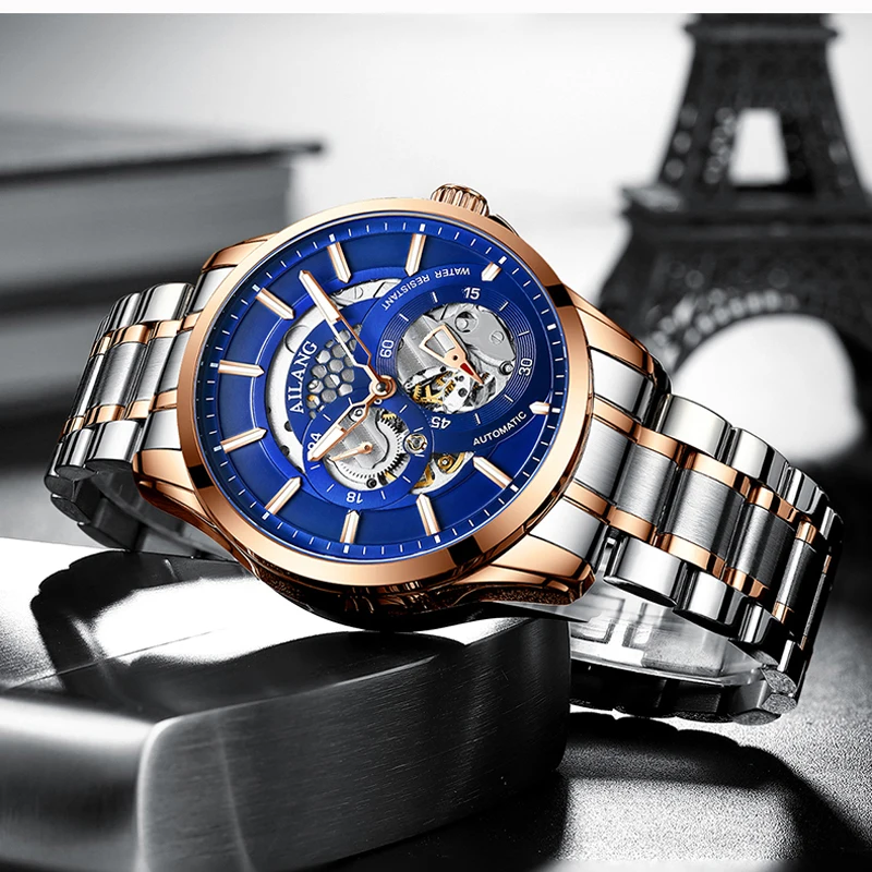 

AILANG Men's Watch Fully Automatic Mechanical Hollow Stainless Steel Casual Fashion Sports Luminous Waterproof New Men's Watch