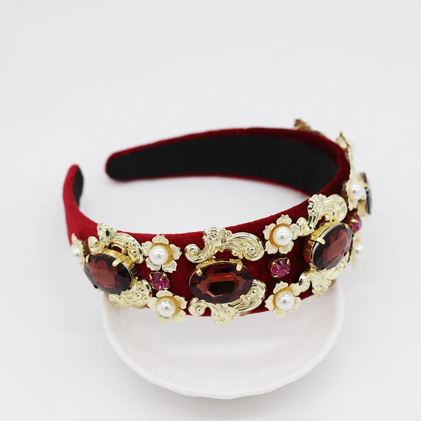 Повязка для волос в стиле барокко украшение на голову с крупным драгоценным