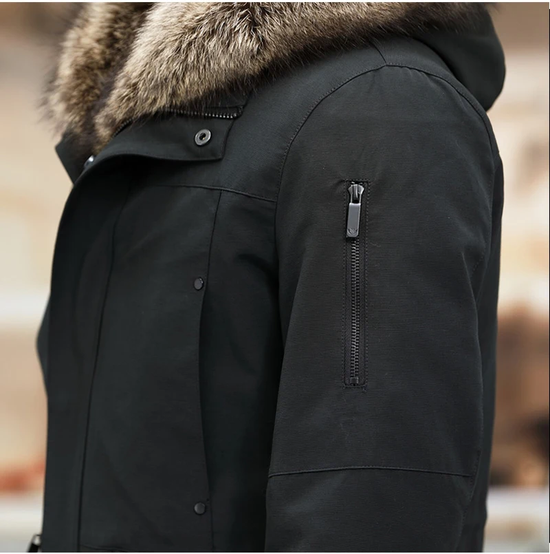 Длинная парка с капюшоном мужское пальто новинка 2021 зимняя Толстая теплая Черная