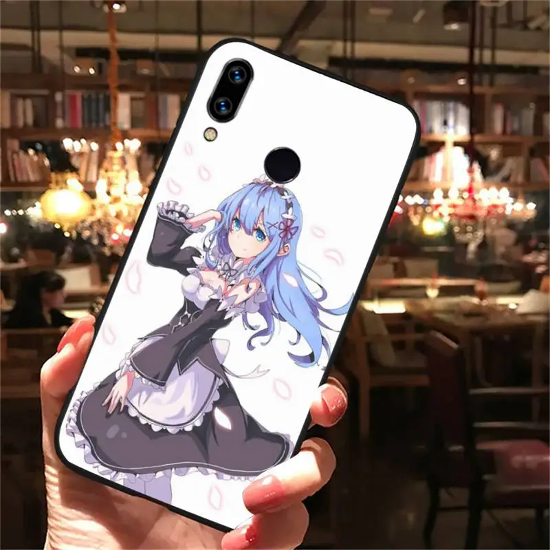 

Hot Anime ReZERO Ram Rem Phone Case For Xiaomi Redmi note Mi Huawei honor P smart 8 9 10 S T 20 30 40 lite Pro x
