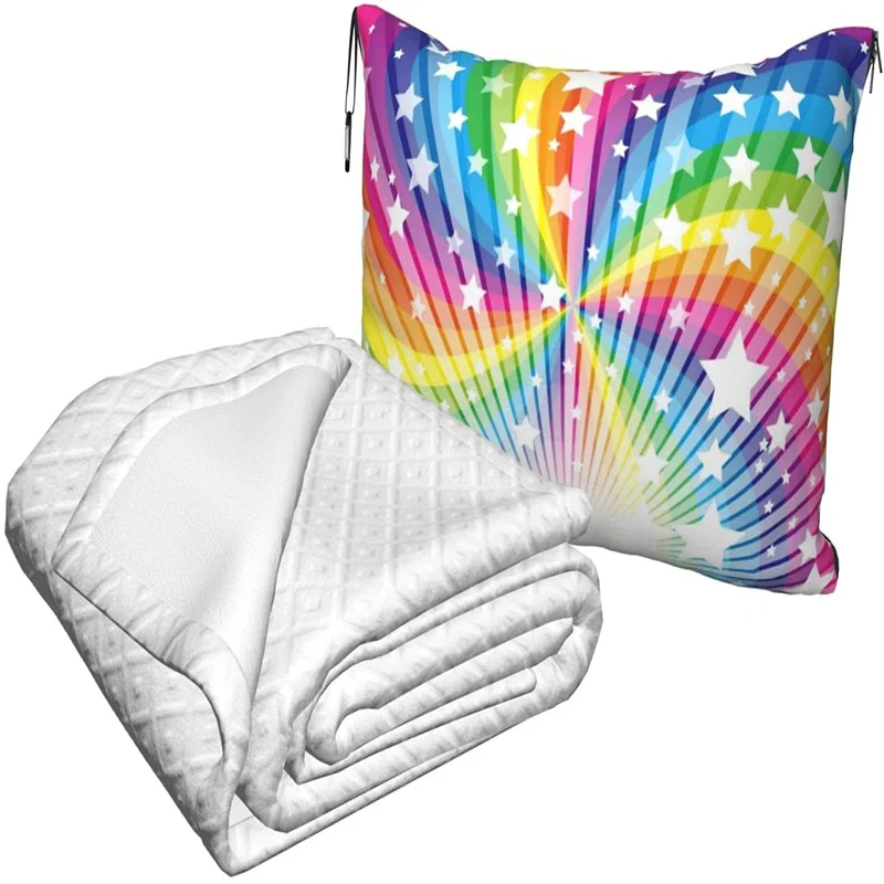 vender Arco-íris Estrelas Viagem Travesseiro Cobertor Dois-em-um Mochila Cinta E Compacto Avião Saco Cintura Suporte 60x43 Polegadas