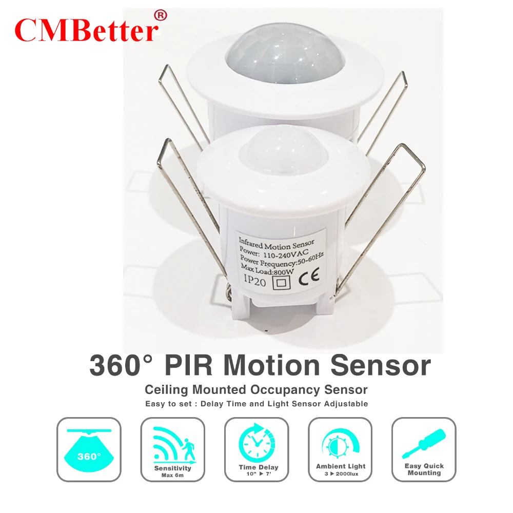 Новый электрический блок два размера 360 градусов мини встраиваемый PIR потолочный