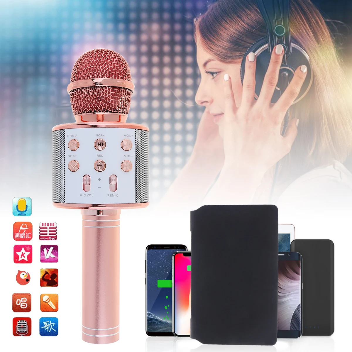 WS858 Bluetooth беспроводной ручной микрофон Hifi динамик с многофункциональной