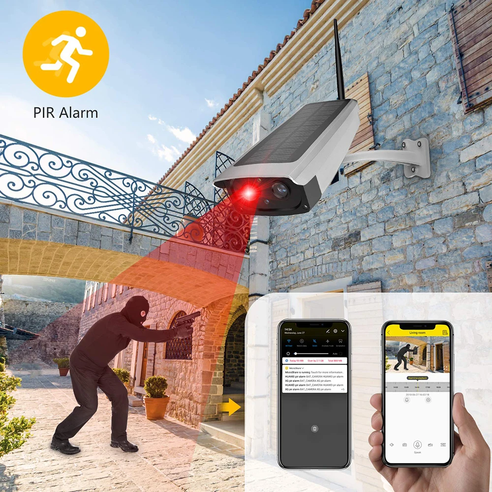 

2MP 1080P Waterproof Outdoor WIFI Wireless with 7800mA Solar Battery Power Surveillance Security CCTV Camera Video Recorder