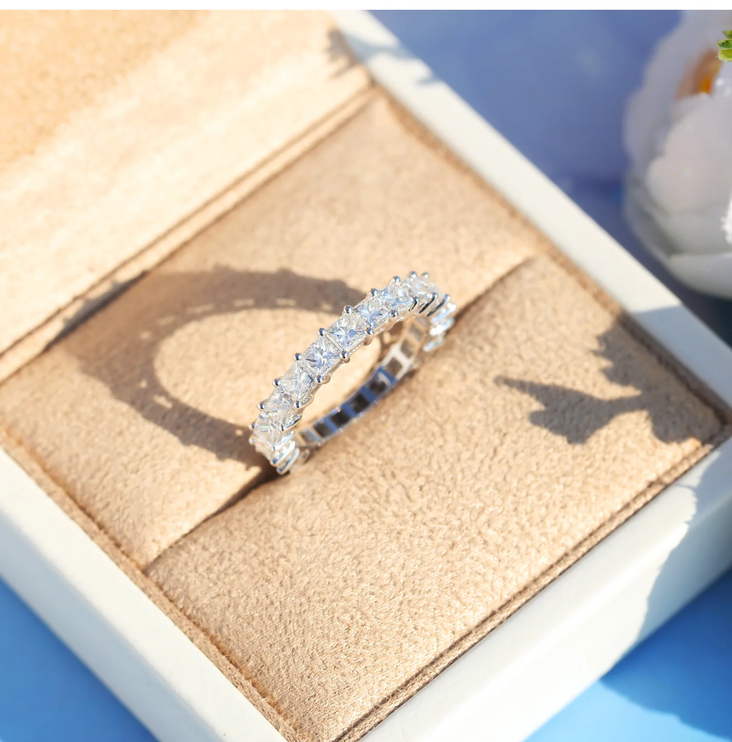 

New office style simple fashion urban temperament female square princess full diamond ring engagement women jewelry gift
