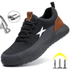 Мужские защитные ботинки со стальным носком, рабочие защитные ботинки, проколостойкие рабочие кроссовки, рабочая обувь, мужские дышащие мужские ботинки, 2021