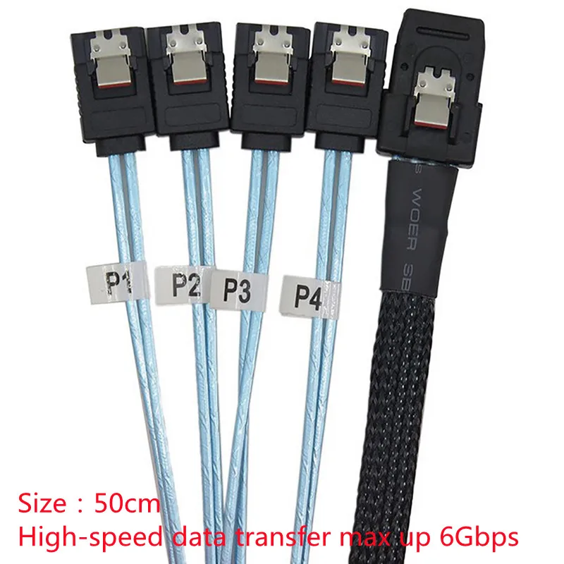 

Кабель Sas Sata Mini-SAS SFF-8087 к 4 SATA кабель Mini SAS 4i SFF8087 36P к 4 SATA 7P кабель 12 Гбит/с 50 см данные жесткого диска