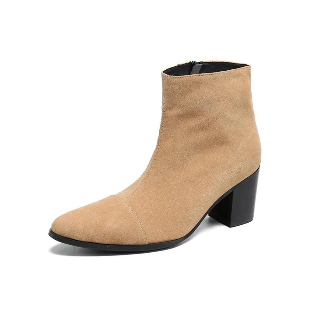 Классические мужские замшевые ботинки с острым носком модные деловые винтажные