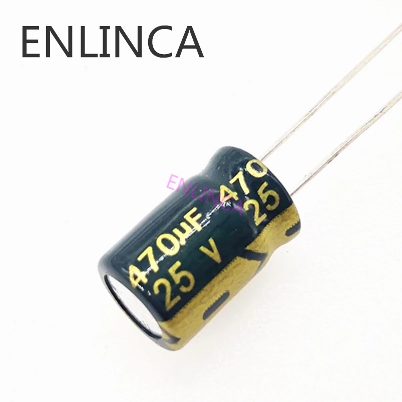 

10pcs/lot T10 25V 470UF Low ESR/Impedance high frequency aluminum electrolytic capacitor size 8*12 470UF25V 20%