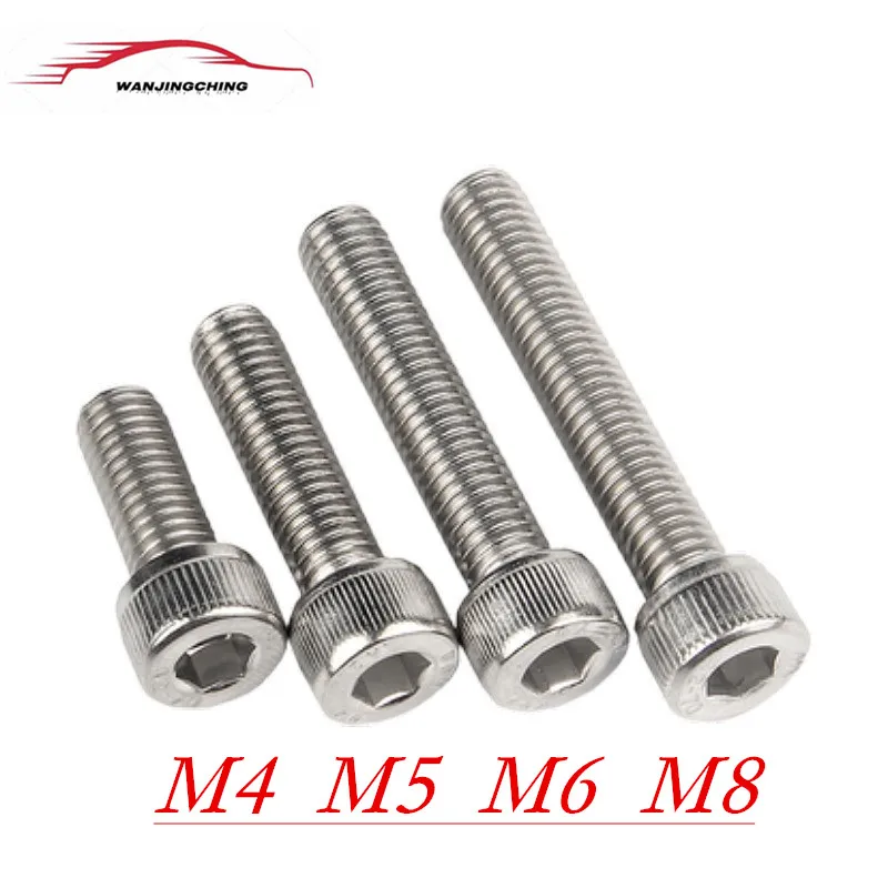 

5/10/20pcs M4 M5 M6 M8 4mm-50mm DIN912 Socket Head Screws 304 Stainless Steel Allen Hexagon Hex Socket Cup Head Screws Bolt