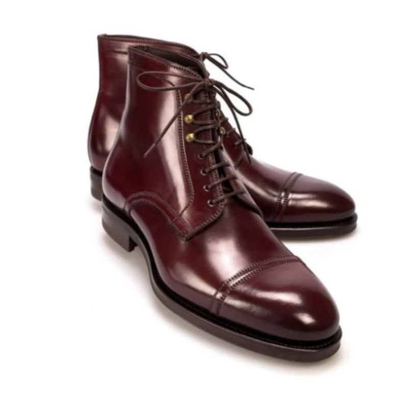 

2021 Autumn New Men's PU Leather High Top Lace Up Simple and Fashionable Business Dress Boots High Quality Men's Boots 8KH319