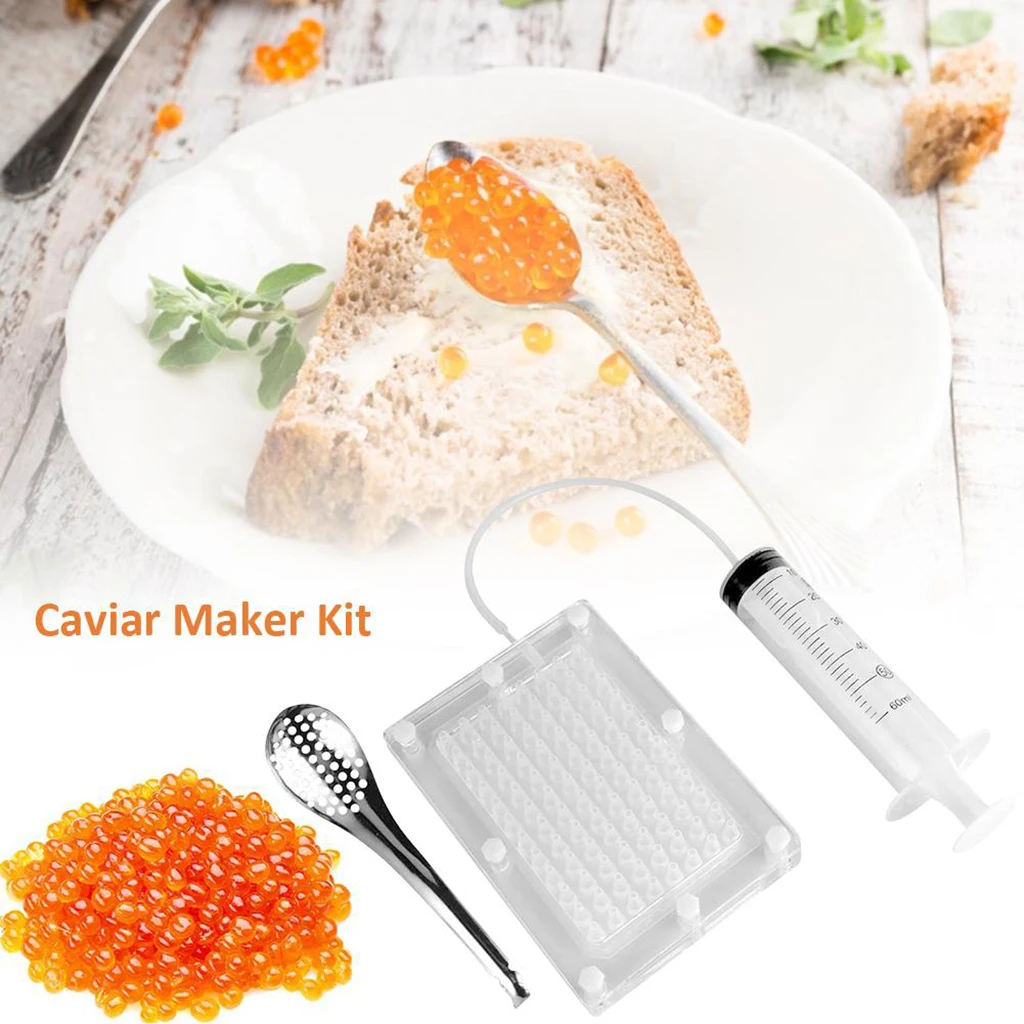 

Molecular Gastronomy Caviar Maker Dispenser Strainer with Tube & Spoon Kit