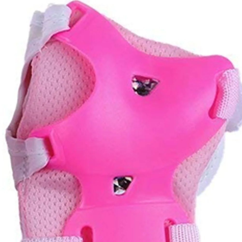 

6Pcs Elbow Guard Supporter Skating Gear Knee Elbow Pads Wrist Support Set Pink for Children Kids Boy Girl Safety Helmet
