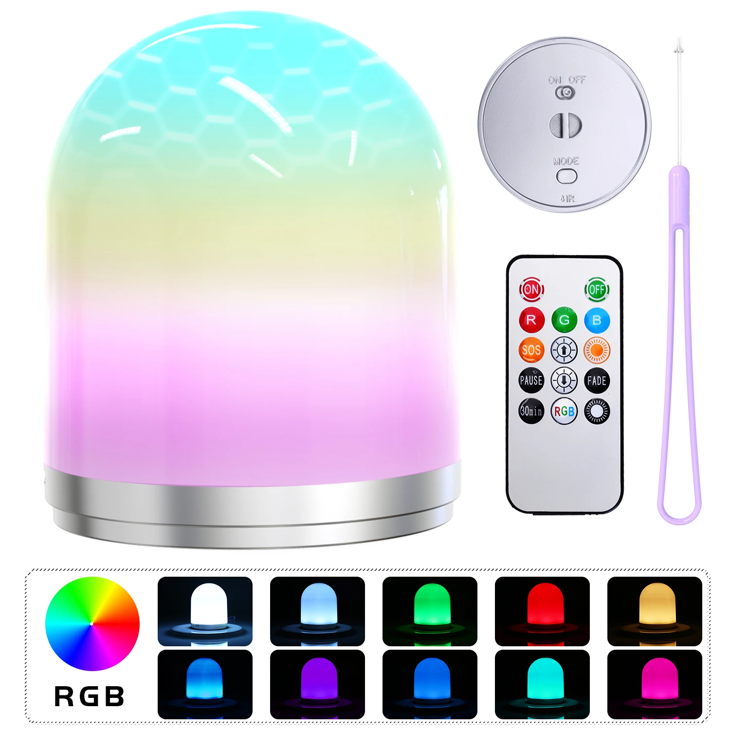 Портативный светодиодный светильник RGB с ремешком пультом дистанционного