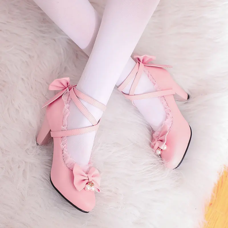 

IPPEUM Lolita Shoes Women Style Vintage Soft Sister Girls High Heels Waterproof Platform College Student Cosplay Costume Shoes