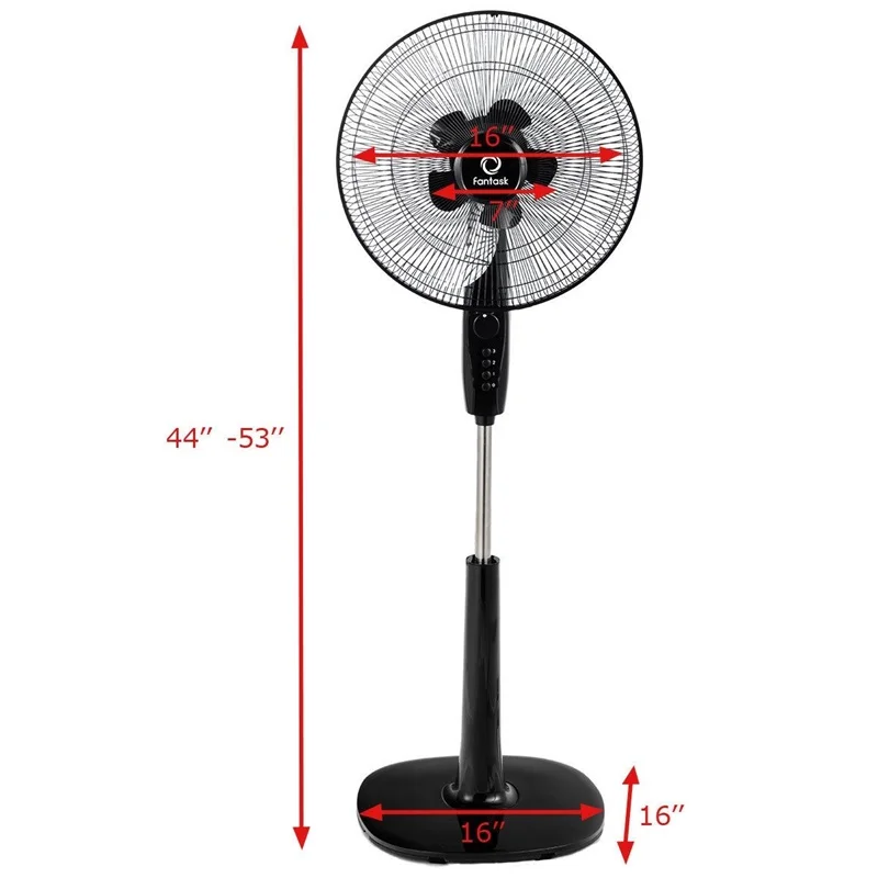 

COSTWAY Oscillating Pedestal Fan16" 3 Speed Double Blades Durable ABS Aluminum Alloy Fan Adjusted Height Household Floor Fan