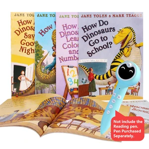 Книжки для обучения детей на английском языке, 6 книжек с динозаврами, обучающая история