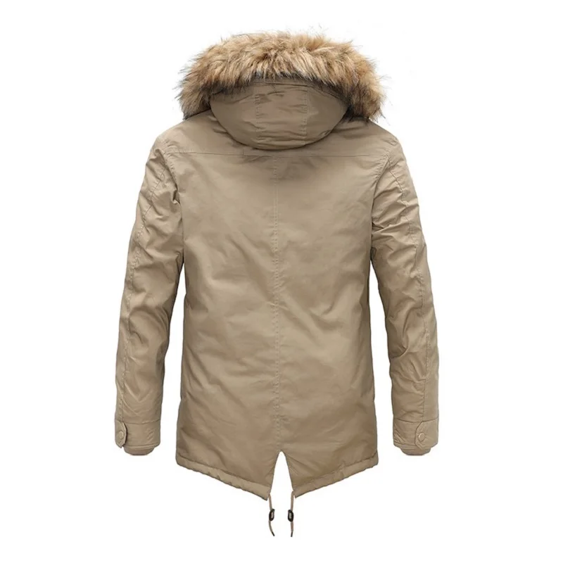 Winter Men's Multi-pocket Tooling Cotton-padded Jacket Plus Velvet Thick Loose Hooded Casual Mid-length Jacket Ropa De Hombre