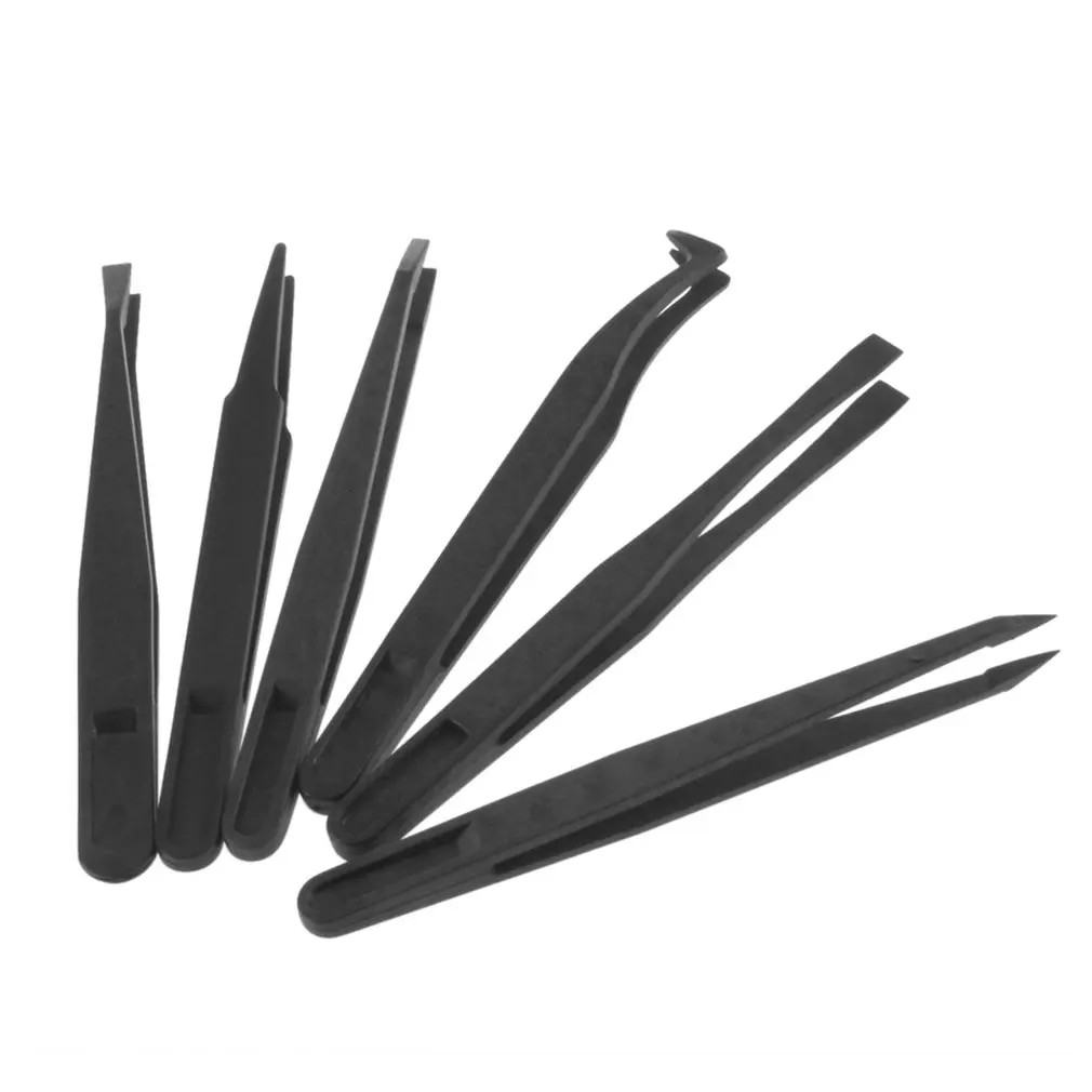 

Portable 6PCS Straight Bend Precision PPS+Fiber Composite Plastics Tweezer Set Plastic Anti Static Repair Tool Kit