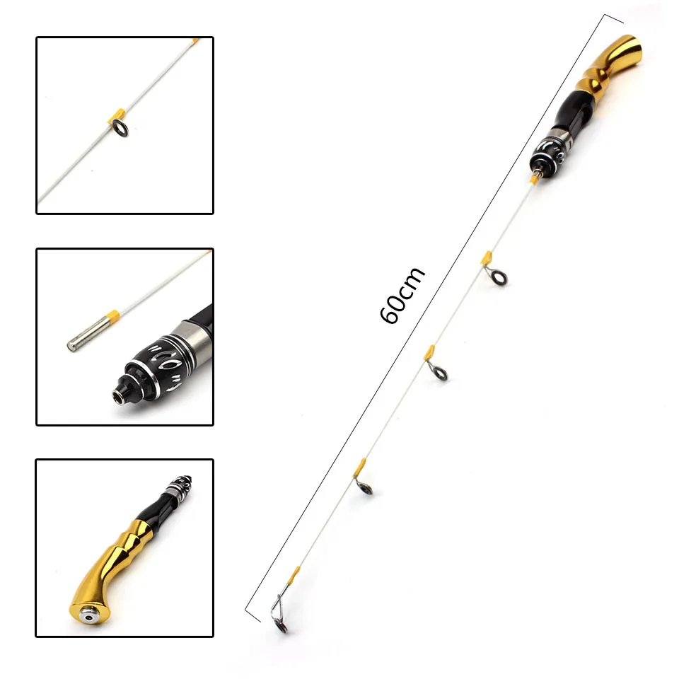 Promotion! 60cm 2 sections Ice Fishing Rod Winter Fishing Pole Fishing Rod blue Silver Golden Spinning outdoor Fishing Tackle