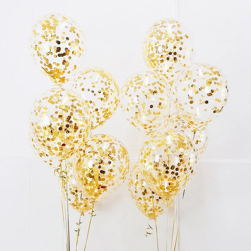 

12inch Gold Confetti Birthday Balloon DIY Helium Latex Balloon Air Wedding Party Birthday Party Decor Kids Baby Shower Globo