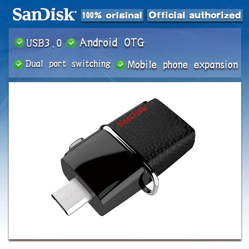 Подлинная SanDisk Dual OTG USB флеш-накопитель 64 ГБ флеш-накопители 3,0 32 ГБ флеш-накопители 130 м/с 16 Гб 128 ГБ USB флешка для Android телефона/ПК
