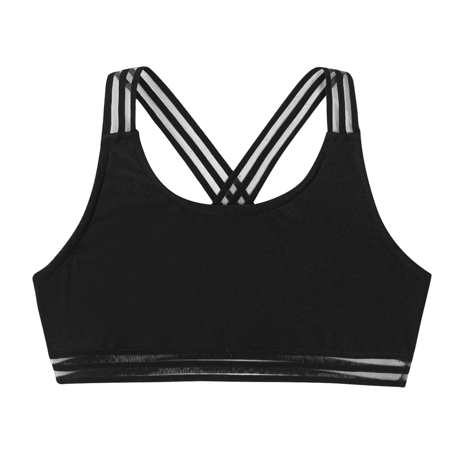

Kids Girls Running Gym Yoga Dance Top Clothing U Neck Cross Straps Open Back Crop Sport Vest Top Yoga Workout Clothes Sportswear