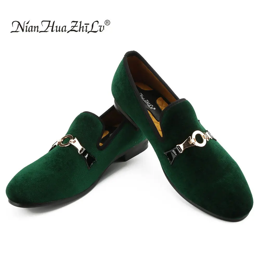 New style men velvet loafers party Slip-on wedding shoes European and American gold buckle men's casual | Обувь