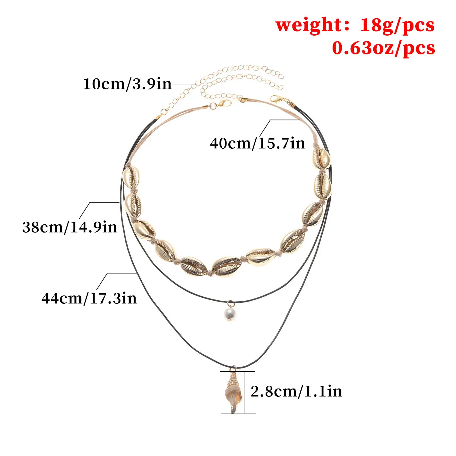 

Handmade Gold Color Metal Conch Shell Pearl Rope Chain Necklace Pendant Women Fashion Bohemian Clavicle Chain Choker Necklaces