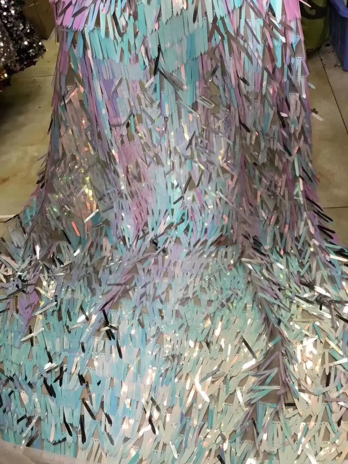 Новинка красивая кружевная ткань с крупными блестками ручная работа 3d цветок