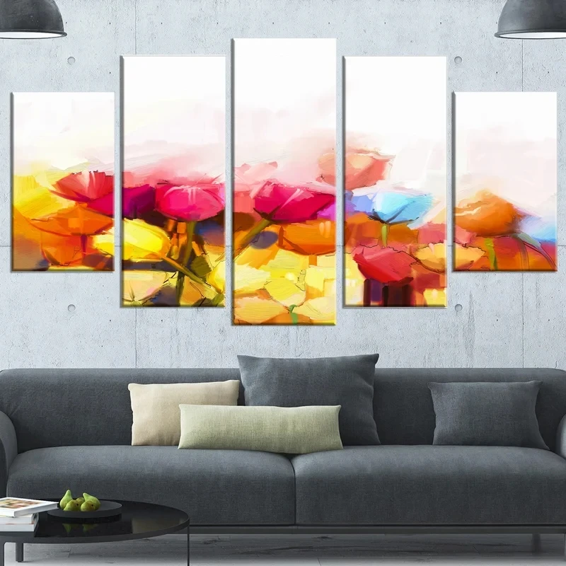 

Домашний декор, Hd принты, картина с растениями, цветочные картины, настенное искусство, модульный холст, 5 панелей, постер, Современная рамка,...