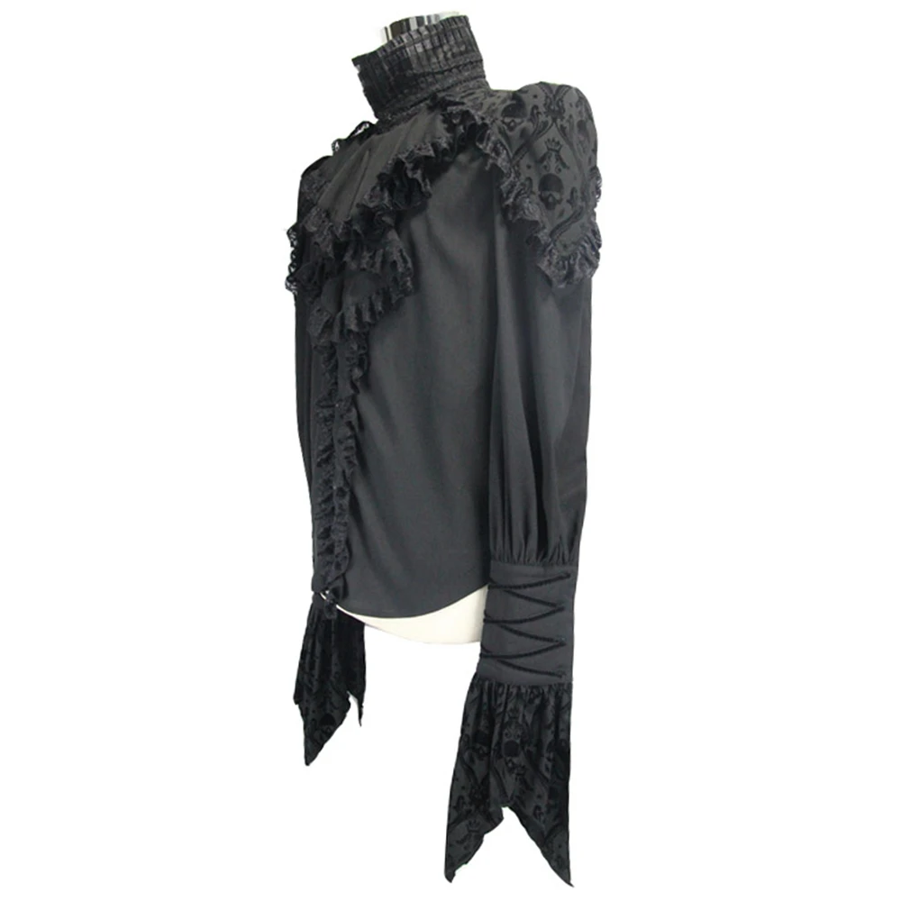 Мужская двухслойная блузка Devil черная Готическая в стиле стимпанк с принтом