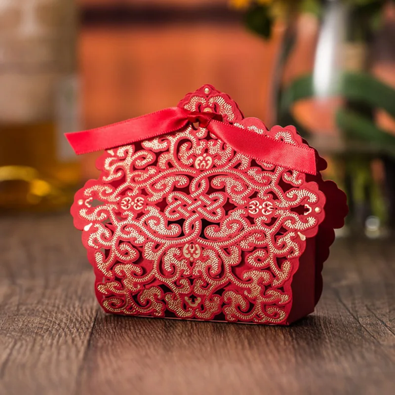 С отверстиями на верхнем слое и с цветами Свадебная конфетная коробка Китайский