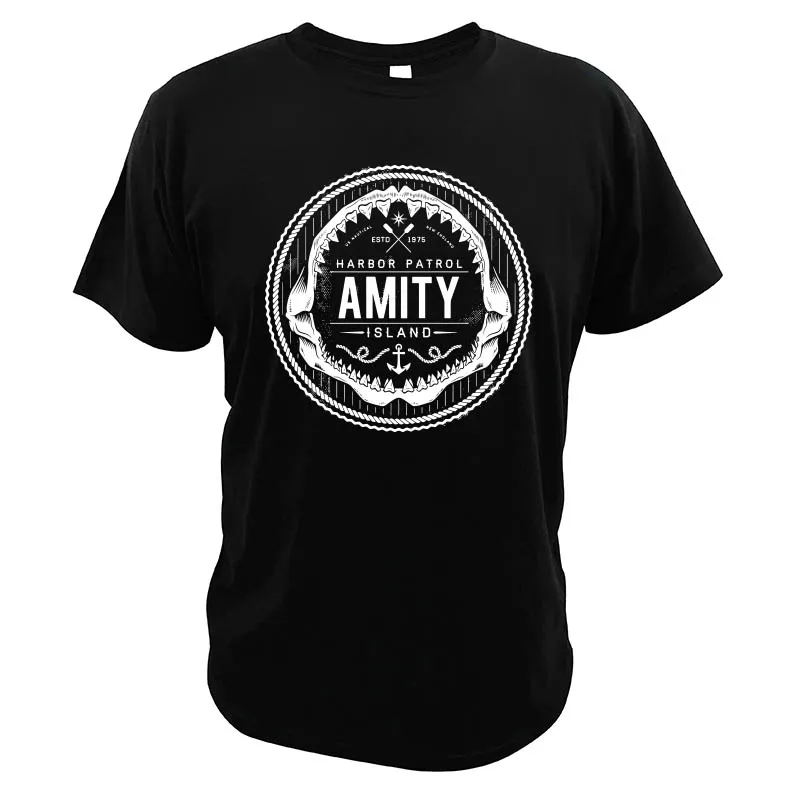 Amity Island футболка триллер Акула фильм челюсти патруль Винтаж Ретро 100% хлопок вырез