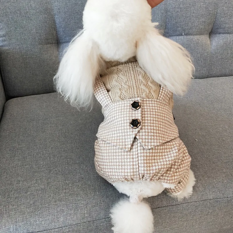 Маленькая собака кошка гусиная лапка Толстовка пальто собака Pet Jumpuit теплая зимняя одежда для домашних животных 5 размеров 3 цвета