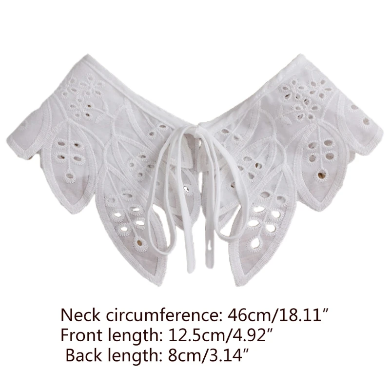 

Womens Hollow Out Dragonfly White False Fake Collar Lolita Jacquard Floral Lace Big Shawl Necklace Short Poncho Capelet