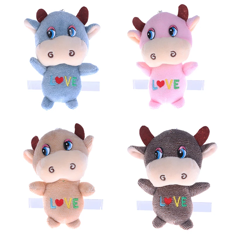 

1Pc 2021 Year Cow Stuffed Plush Toy Keychain Pendant 10cm Cattle Soft Toy Doll