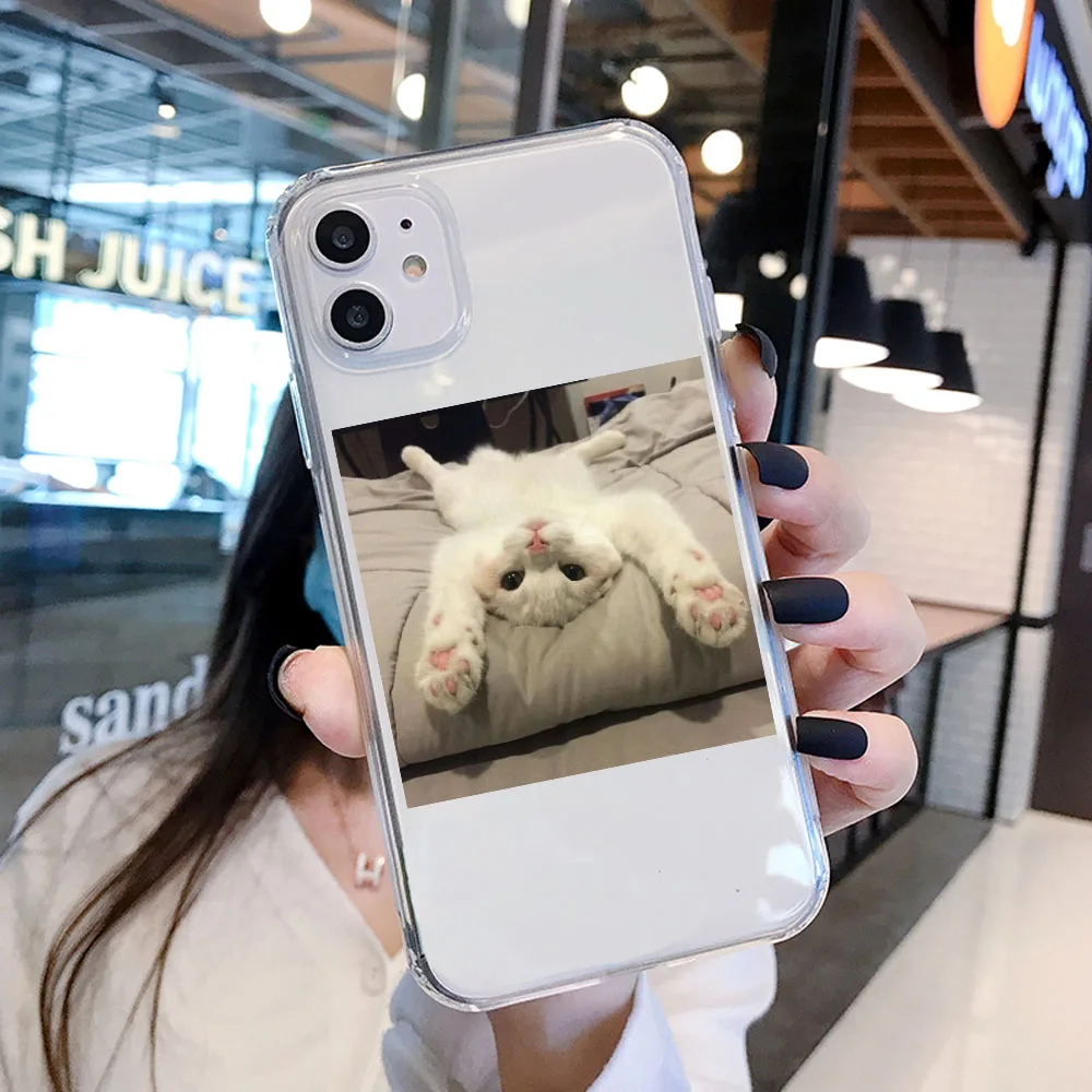 Силиконовый прозрачный чехол для iPhone 12 11 Pro XS Max XR X SE 2020 с милыми кошками собаками