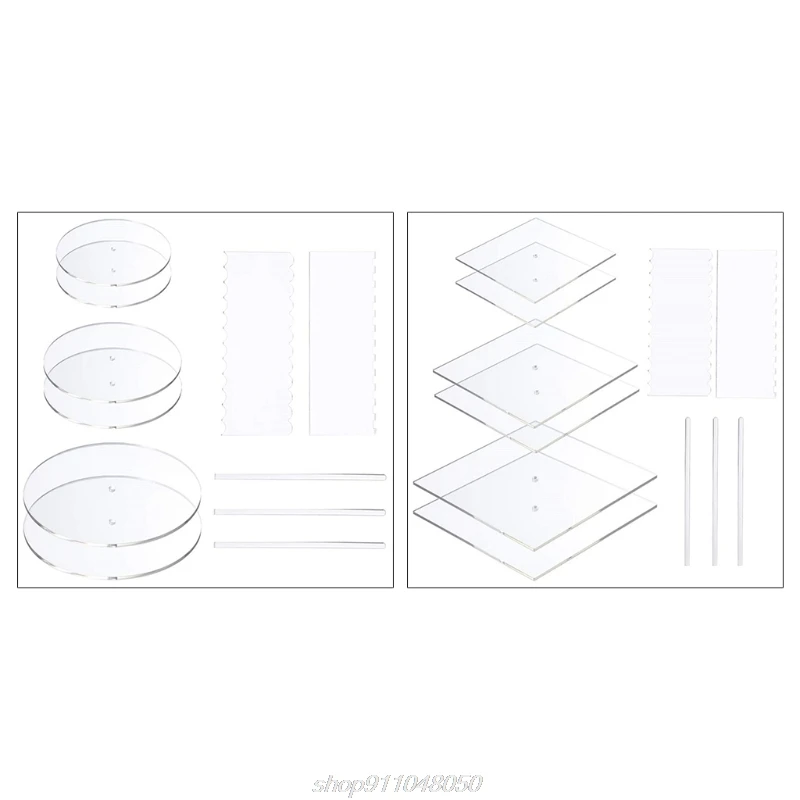 Набор акриловых круглых/квадратных дисков для торта базовые панели с