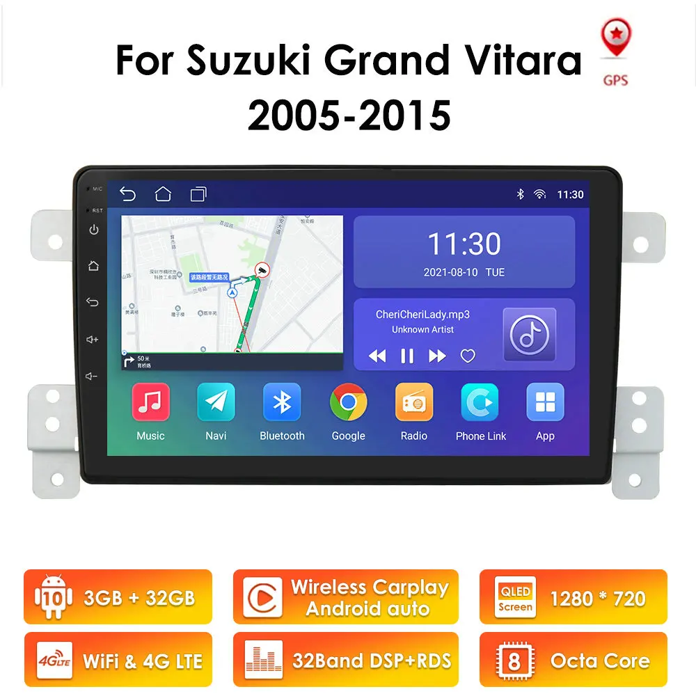 Автомагнитола для SUZUKI Grand Vitara мультимедийный видеоплеер на платформе Android 10 с GPS