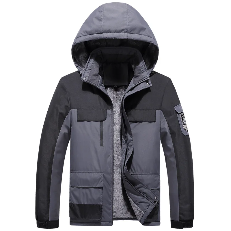 

2020 Men's New Thickened Panel Quilted Cotton Cloth Youth Tooling Waterproof Hooded Thermal Cotton-Padded Clothes