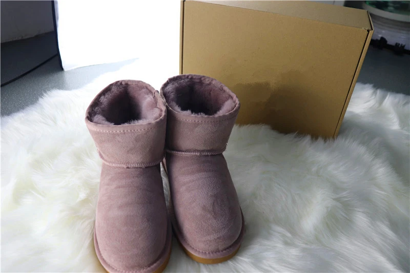 light pink Высококачественные женские зимние ботинки из овечьей кожи и овечьего меха; женская зимняя Лыжная обувь - Цвет: light pink
