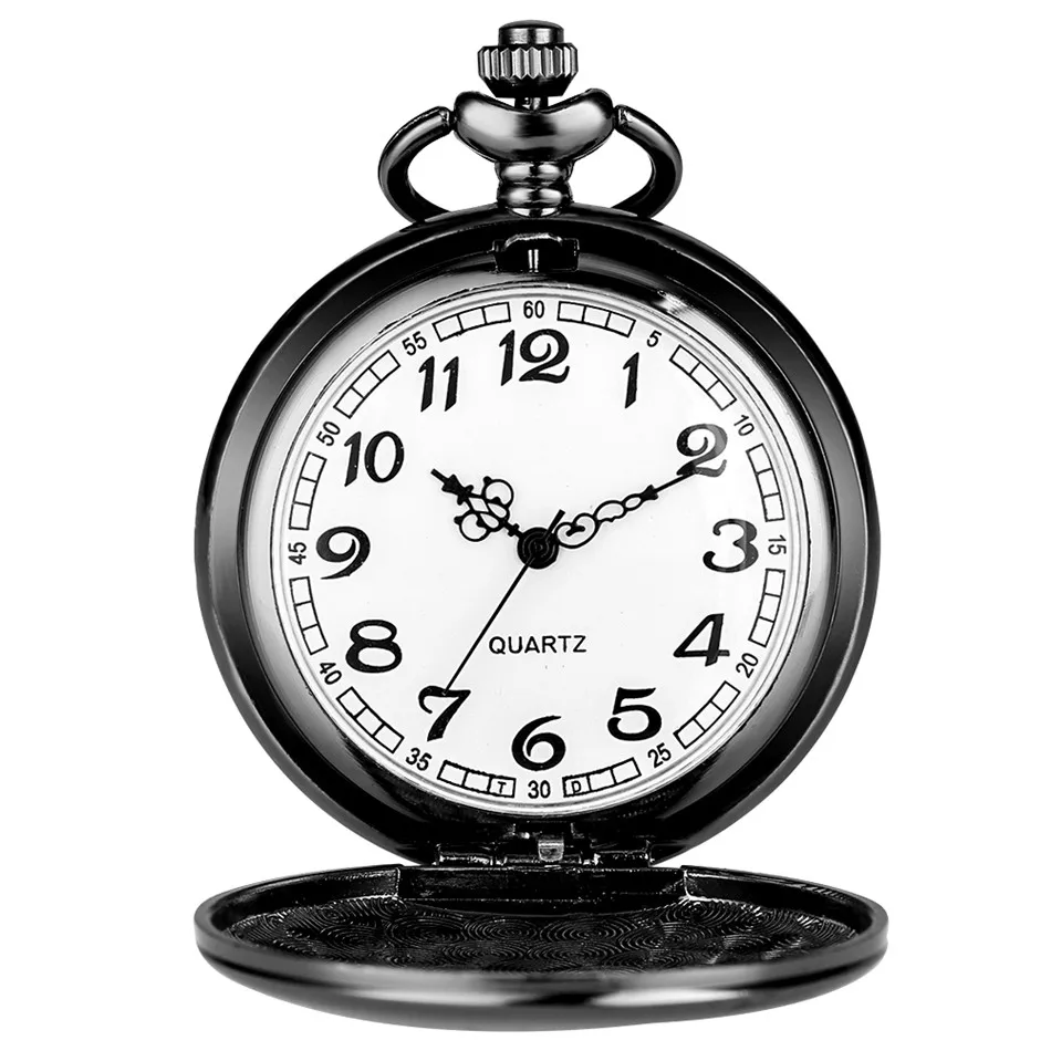 Pocket Watch Maple Leaf Design Smooth Black Quartz Pendant Clock Gifts for Men Women | Наручные часы