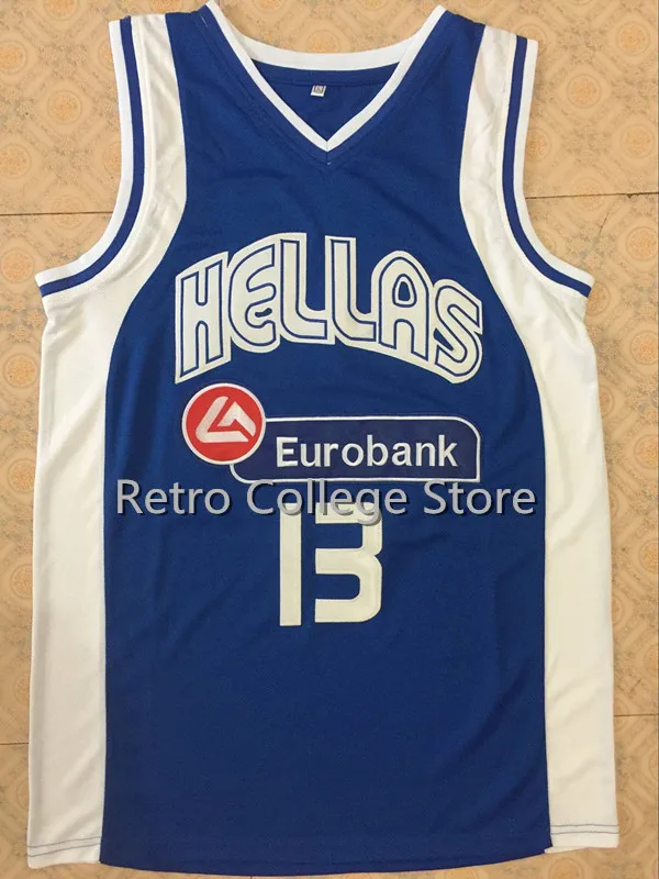 

GIANNIS ANTETOKOUNMPO #13 TEAM GREECE hellas eurobank Basketball JERSEY WHITE Embroidery Stitched Custom any Number and name