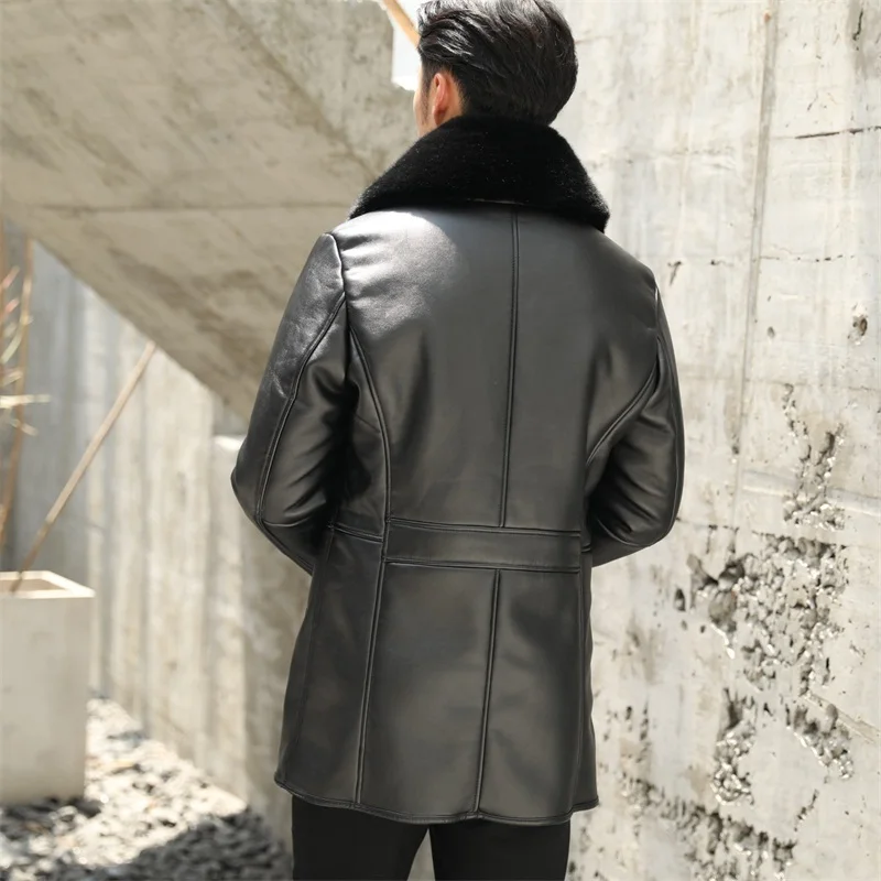 Мужская куртка из овечьей кожи 2021 пальто парка мужская одежда натурального меха