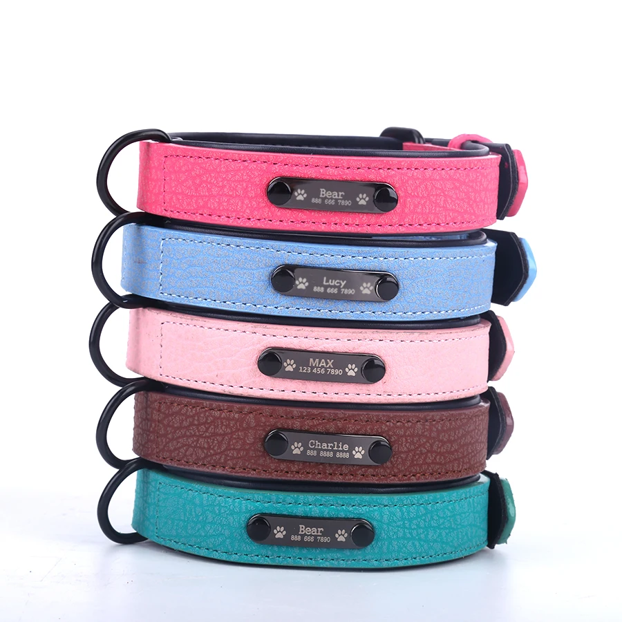 Персонализированные ошейники для собак регулируемый ошейник из мягкой кожи на