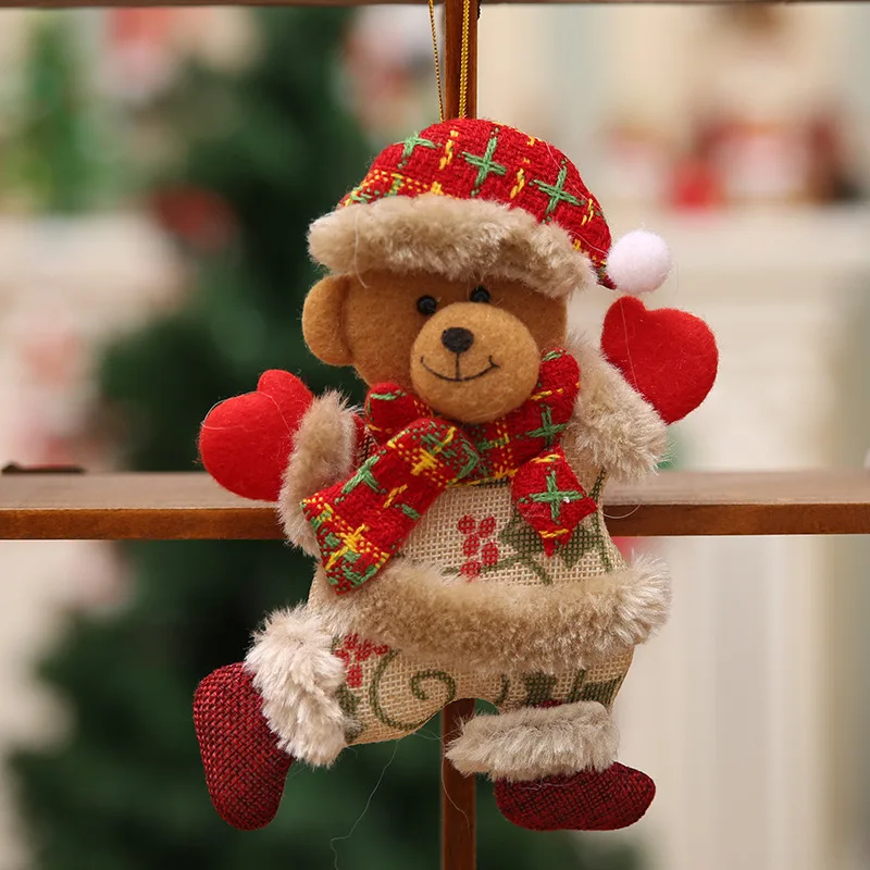 Christmas Tree Accessories Small Doll Dancing Old Man Snowman Deer Bear Cloth Puppet Hanging Gift |