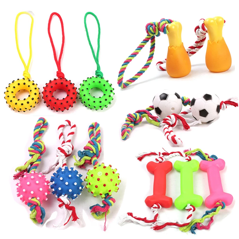 

1 шт. Домашний питомец собака кошка игрушка собака щенок Звук в горошек скрипучий игрушки винил веревка кость мячик для жевания забавные игр...